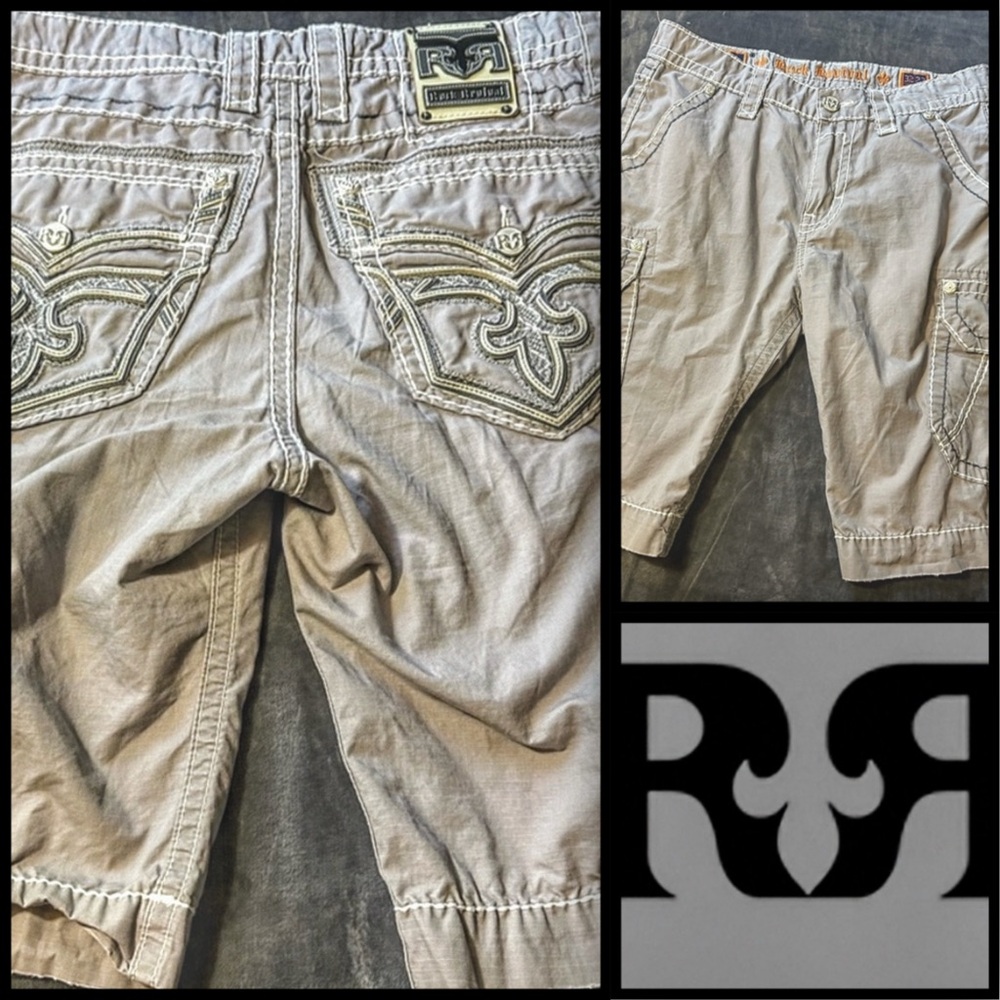 Rock Revival Gray Jean Shorts Distressed Casual